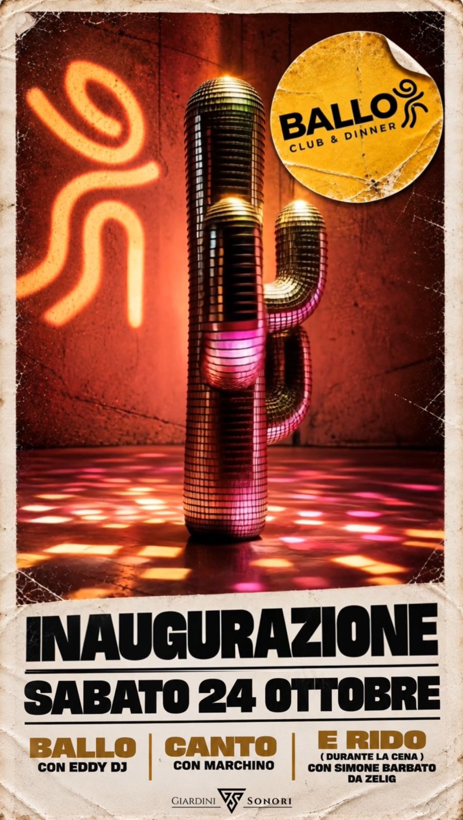 Locandina Ballo Club & Dinner del 24 ottobre